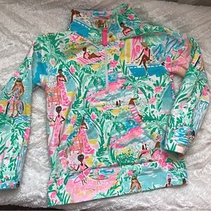 Lilly Pulitzer girls XS (2-3T) half zip Skipper Popover Lets Get Together